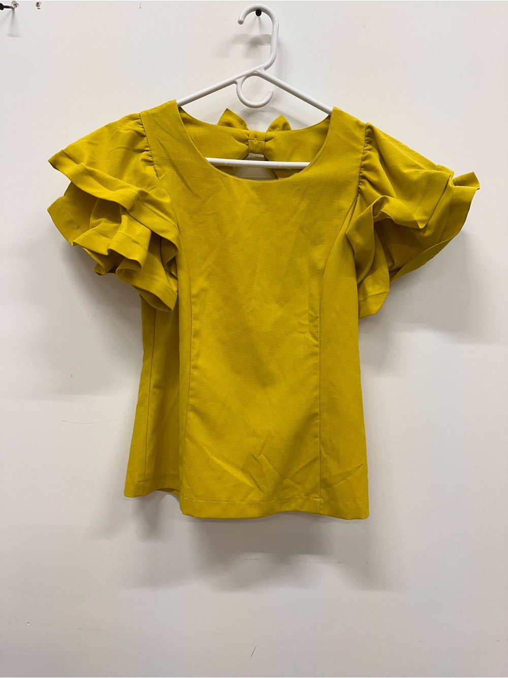 Source Unknown Mustard Yellow Ruffle Sleeve Blouse